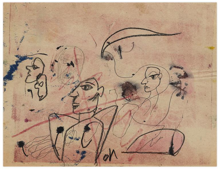 Catalogue raisonné, Norris Embry, Sans titre (Trois visages de profil, un visage de face), vers 1963