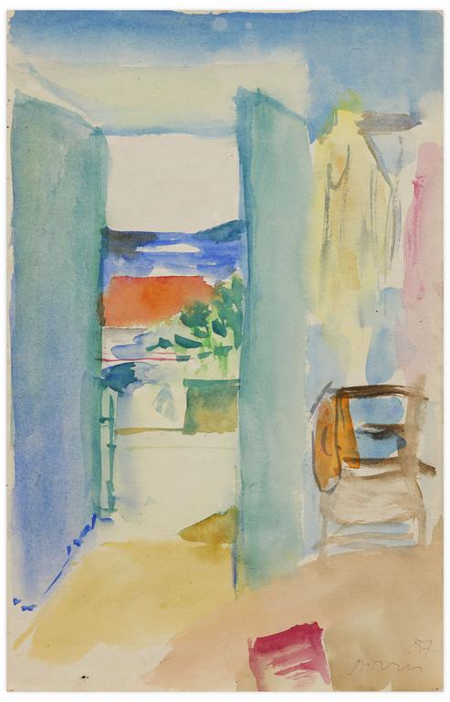 Catalogue raisonné, Norris Embry, Sans titre (Paysage depuis une fenêtre, probablement en Grèce), 1957