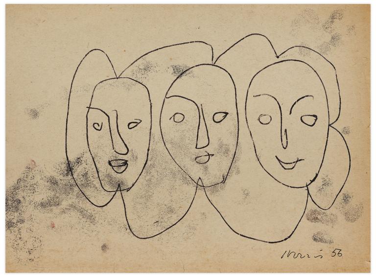 Catalogue raisonné, Norris Embry, Sans titre (Trois masques), 1956