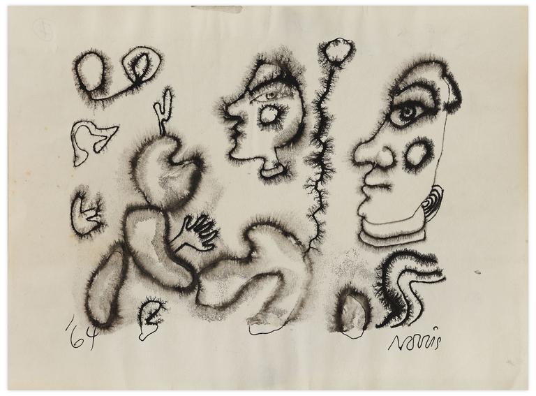 Catalogue raisonné, Norris Embry, Sans titre (Deux profils et une main), 1964