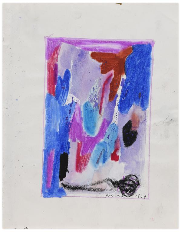 Catalogue raisonné, Norris Embry, Sans titre (Abstraction bleue, rose et rouge), 1964
