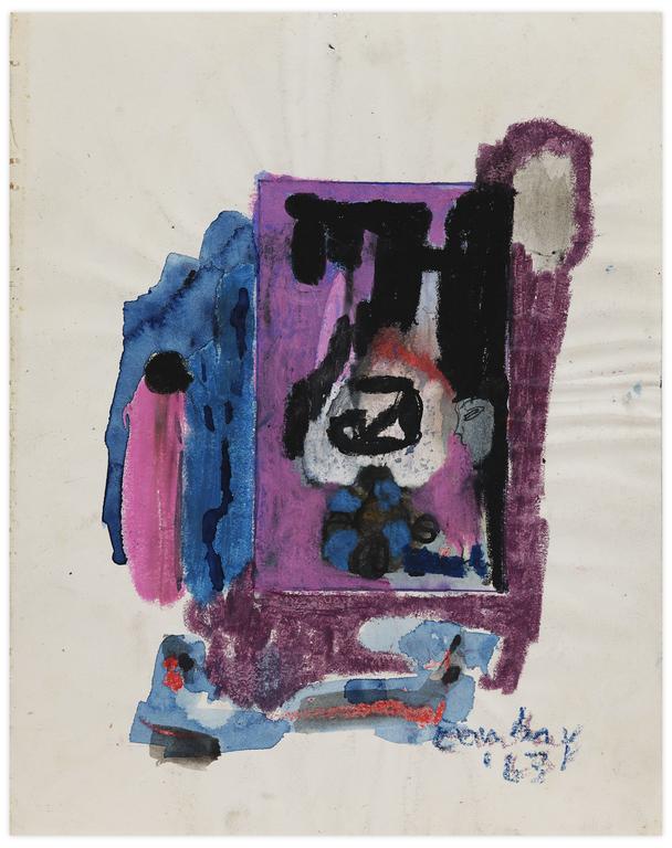 Catalogue raisonné, Norris Embry, Sans titre (Abstraction et figure de profil), 1963