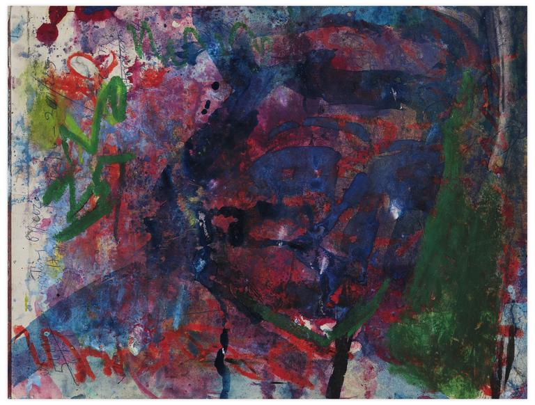 Catalogue raisonné, Norris Embry, Sans titre (Figure en buste sur fond rouge et vert), 1975