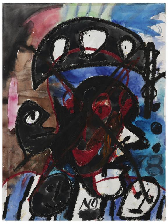 Catalogue raisonné, Norris Embry, Sans titre (Trois cercles blanc, recto); Figure de profil à droite (verso), 1978