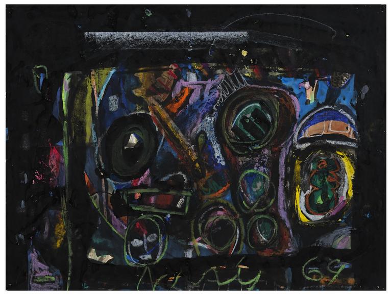 Catalogue raisonné, Norris Embry, Sans titre (Deux traits jaune), 1969