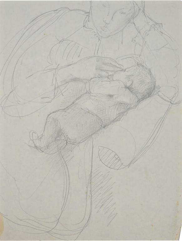 Catalogue raisonné, Patrick Baillet, L'Allaitement, dessin préparatoire - 1982