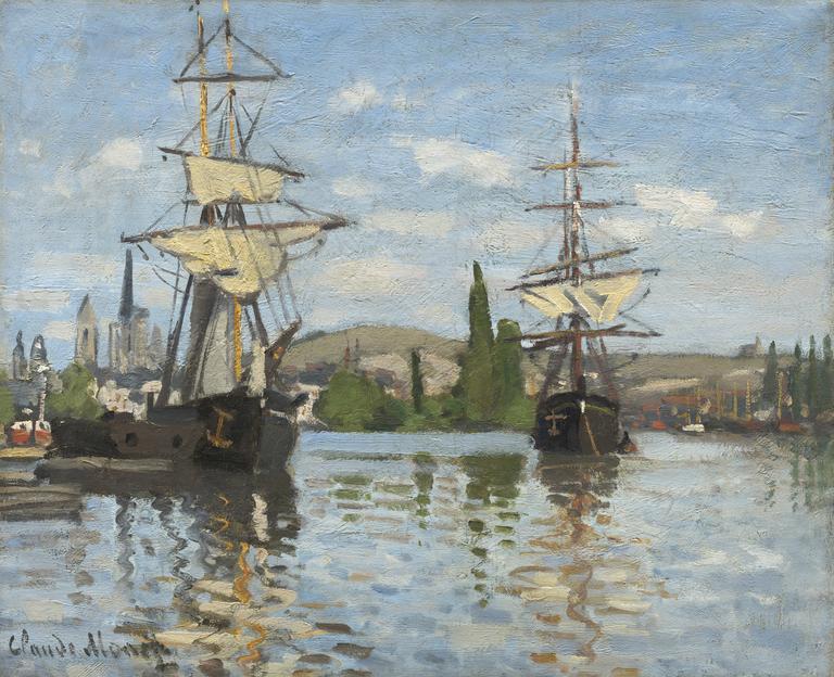 Catalogue raisonné, Claude Monet, Rouen, bateaux glissant sur la Seine
