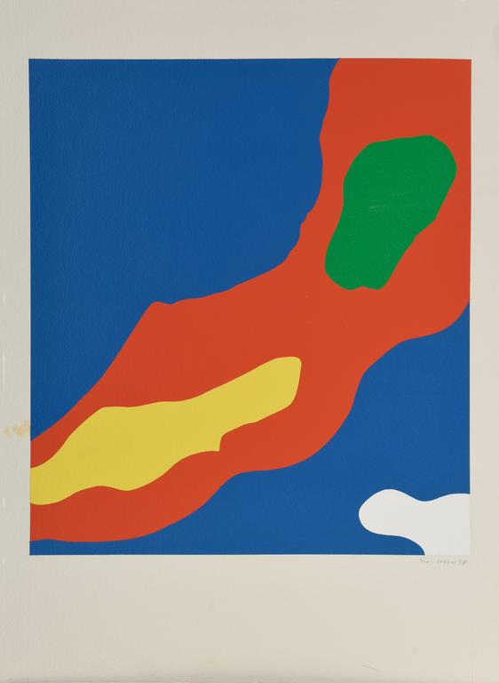 Jean Legros, Pochoir, Nuages (jaune vert sous rouge), 1978