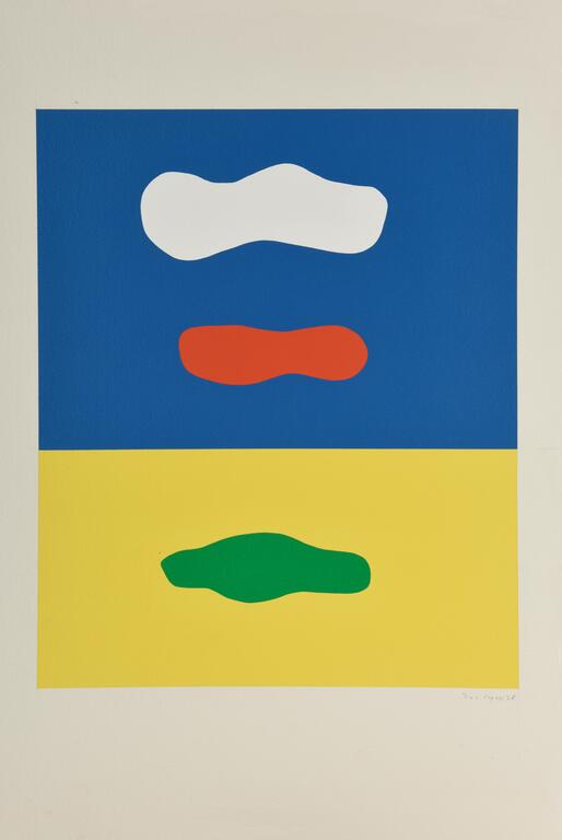 Catalogue raisonné de Jean Legros, Pochoir, Nuages (vert sur fond jaune), 1978