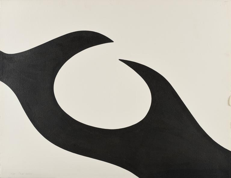 Jean Legros, Pochoir, Composition (forme noire), 1974