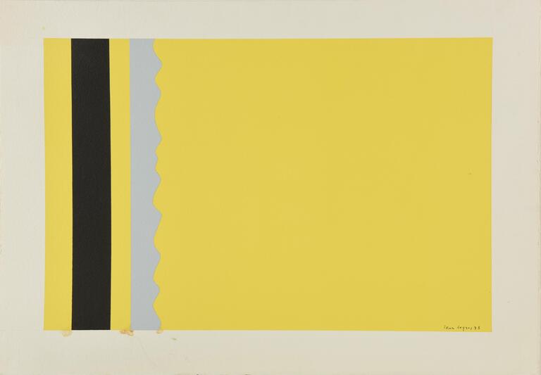 Jean Legros, Pochoir, Composition à bandes (jaune, noir, jaune), 1973