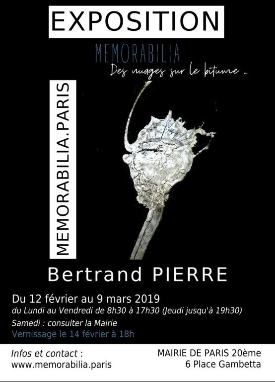 Exposition Memorabilia, des nuages sur le bitume. Bertrand PIERRE