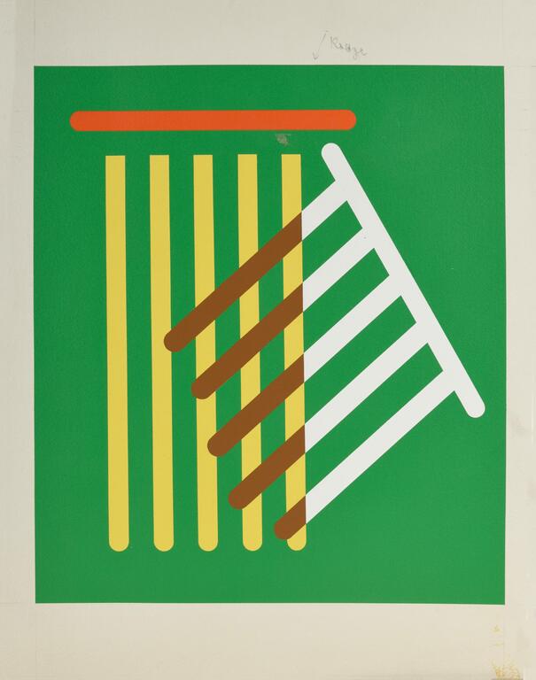 Jean Legros, Pochoir (fond vert, superposition), 1974