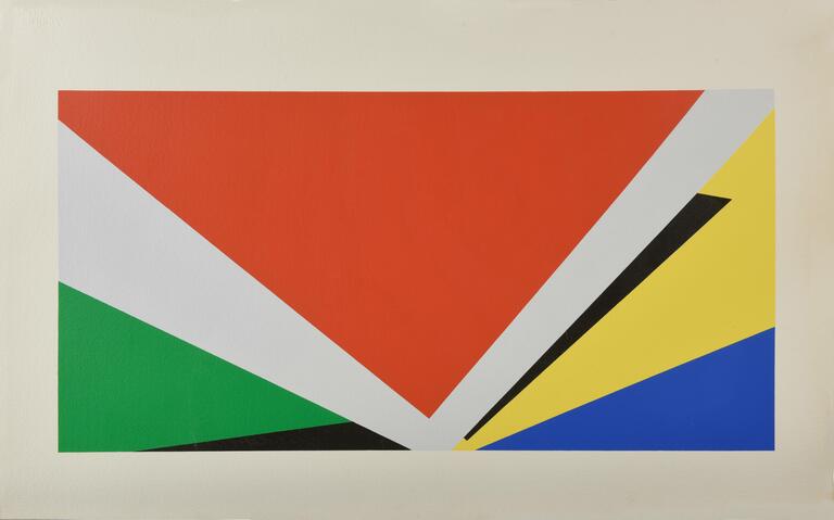 Jean Legros, Pochoir sans titre (triangles convergents), 1973