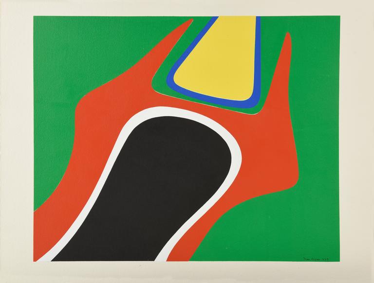 Jean Legros, Pochoir sans titre aux signes enchâssés, 1973