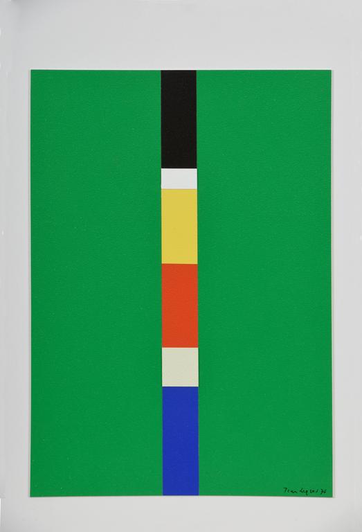 Jean Legros, Maquette Suite Verticale (noir, blanc, jaune, fond vert), 1976