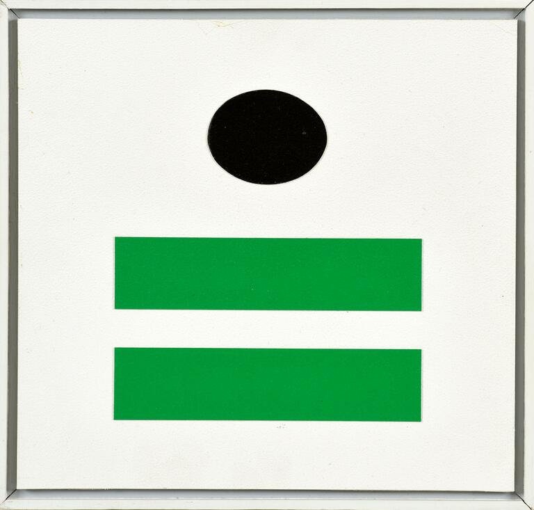 Jean Legros, Composition sans titre aux deux rectangles verts, 1974