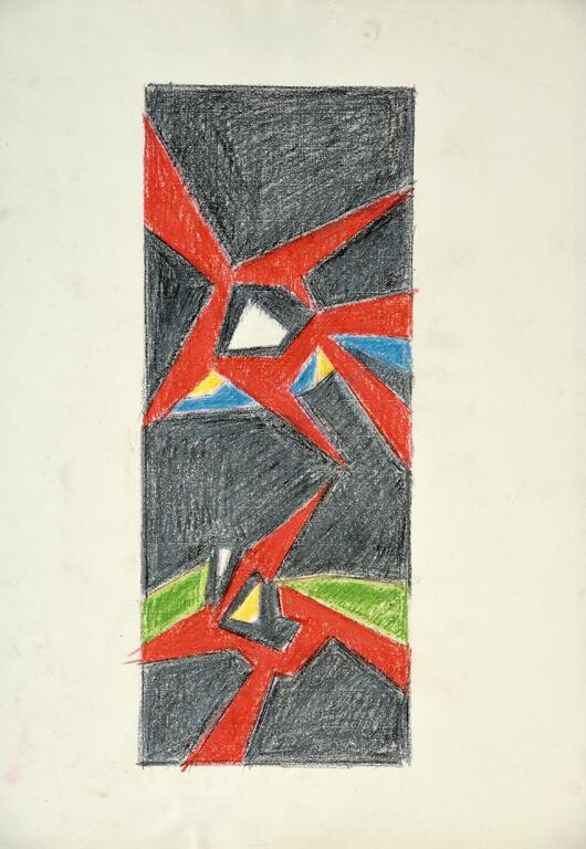 Jean Legros, Composition aux formes rouges, 1957