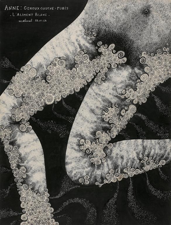 Catalogue raisonné, Robert Malaval, Anne : Genoux gauche - pubis - L'aliment Blanc
