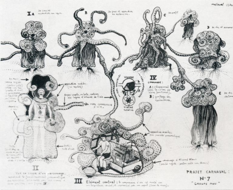 Catalogue raisonné, Robert Malaval, Projet de Carnaval : N°7, Groupe mou - 1964