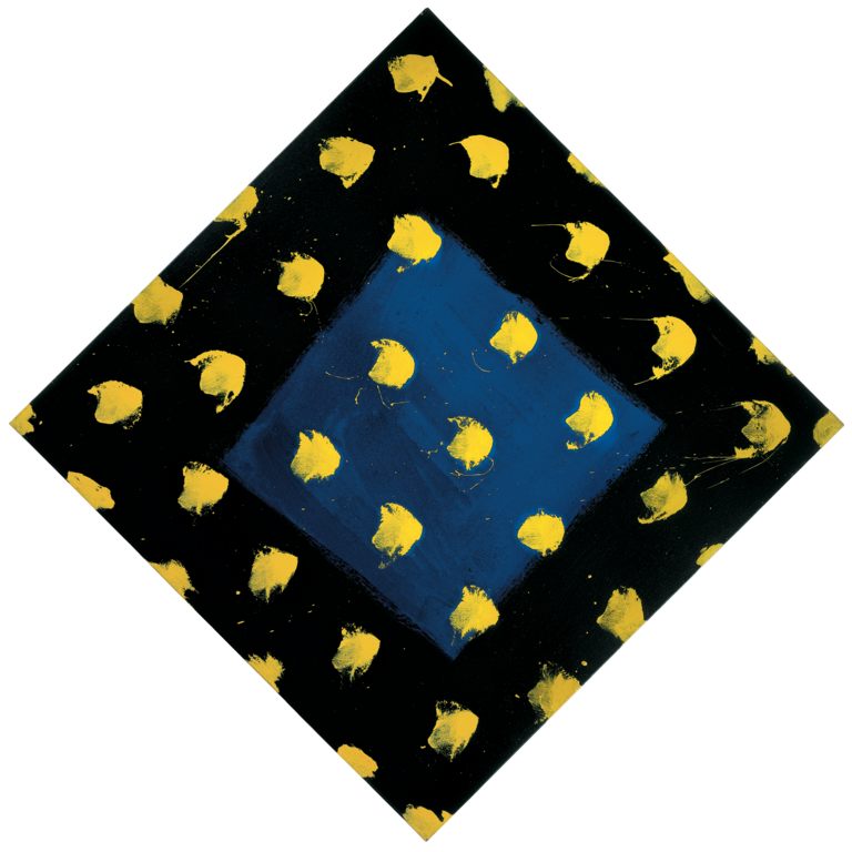 Catalogue raisonné, Robert Malaval, Carré bleu, carré noir, pois jaunes - 1980