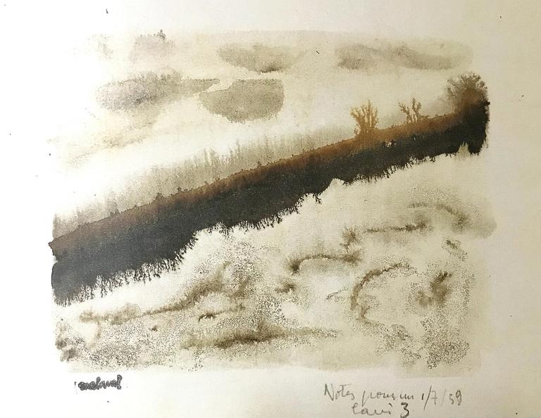 Catalogue raisonné, Robert Malaval, Notes pour un lavis n°3 - 1959