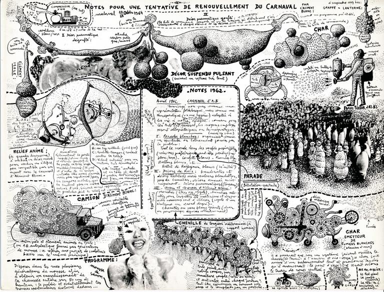 Catalogue raisonné, Robert Malaval, Projet de carnaval, Notes pour une tentative de renouvellement du Carnaval par l’Aliment Blanc - 1964
