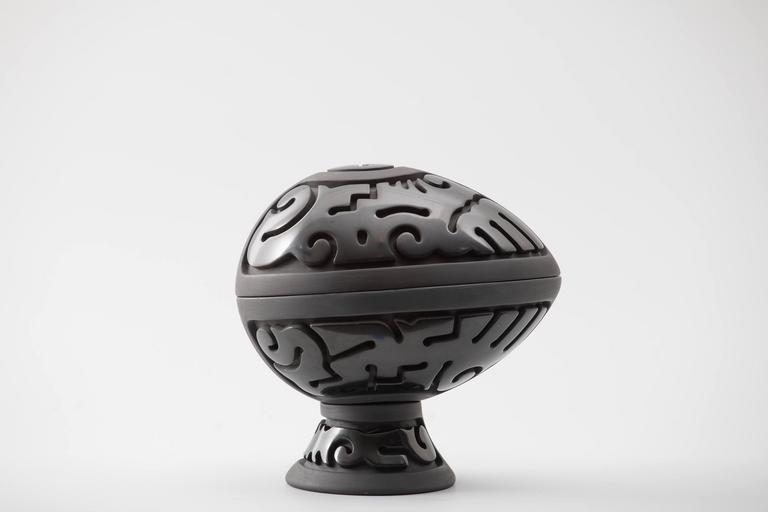 Nathan Youngblood, (Santa Clara, born 1954), Carved Black Egg, 1998. Earthenware. Crocker Art Museum purchase, 2016.105 