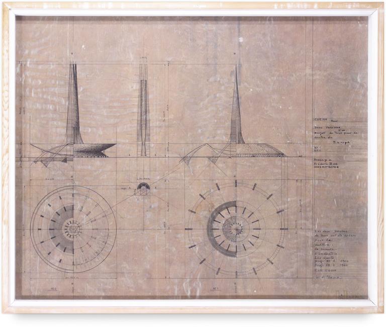 Catalogue raisonné, Francesco Marino di Teana, les TOURS de 1030M, shéma de 2 versions d’un projet de tours pour le centre de l’Europe — 1964