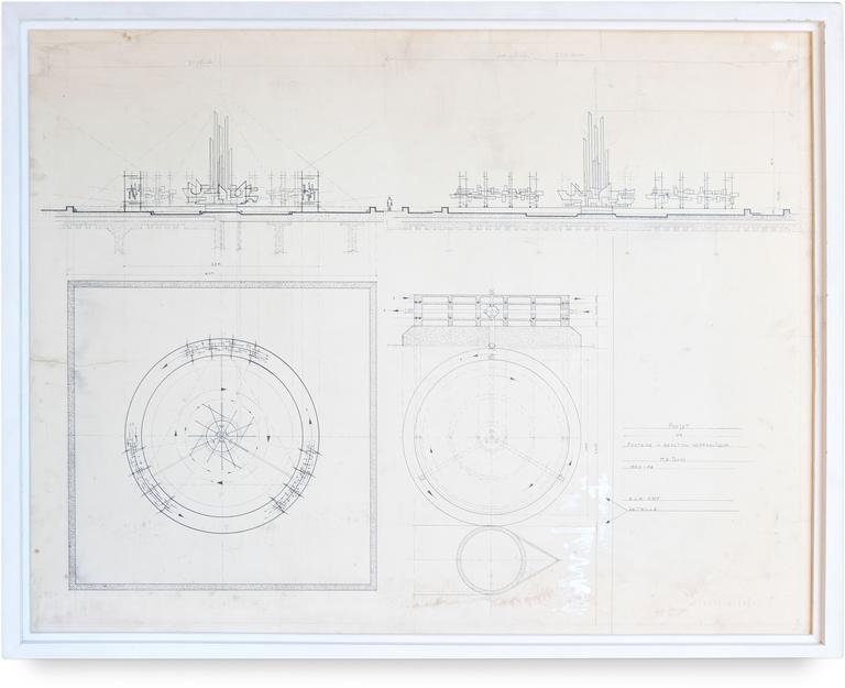 Catalogue raisonné, Francesco Marino di Teana, Projet de Fontaine à Réaction Hydraulique, Echelle 1:100 — 1957
