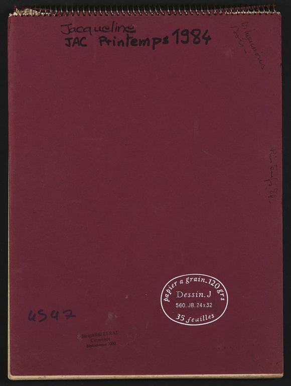 Catalogue raisonné, Jean & Jacqueline Lerat, Carnet Lerat 4547 — 1984