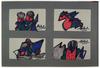1) personnages 2) personnage 3) cycliste 4) personnage, feutre
