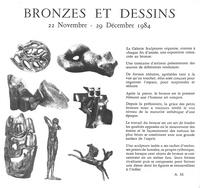 Bronzes et Dessins Galerie Sculptures, Paris-1 1984
