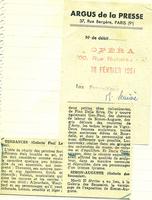 Galerie Paul Lebar, Paris le 28 février 1951