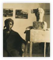 Photo Le modèle et son buste, l'homme au kufi (Alexandrie)