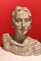 Grand buste femme élégante (1) plâtre très lourd H=42 cm avec la base 