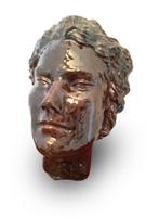 Masque femme, terre cuite émaillée marron (2)