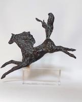 Par dessus les frontières bronze marron vert, socle plexiglass (2) 