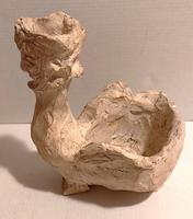 Bougeoir et coupelle zoomorphe plâtre ou terre cuite H=16 cm 