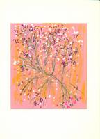 Carte de voeux bouquet fleuri sur fond rose (8x9 cm) 