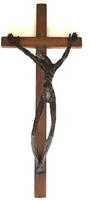 Christ sur la croix de bois, bronze marron (1) 