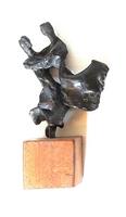 Couple danse envolée, bronze noir, socle bois marron H=10 cm hors socle 