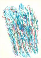 Dessin série feutre filaments dominante bleu 10x14 cm 