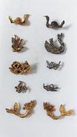 Ensemble 10 petites broches bronze et bronze doré L=8 cm pour les sirènes dorées 