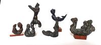 Ensemble de 6 figurines en bronze noir 