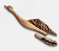 Grand oiseau terre cuite (2) brisé en deux morceaux, longueur totale L=105 cm 