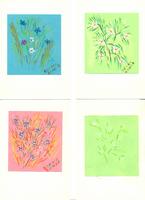 Quatre cartes de voeux Bonne Année série bouquets 2 (Planche A4) 