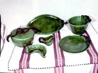 Service de table céramique émaillée vert foncé (1) 