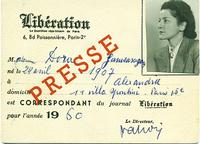 Carte de presse Libération 1960