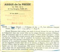 L'anneau de feu, Bulletin critique du livre français Mars 1966